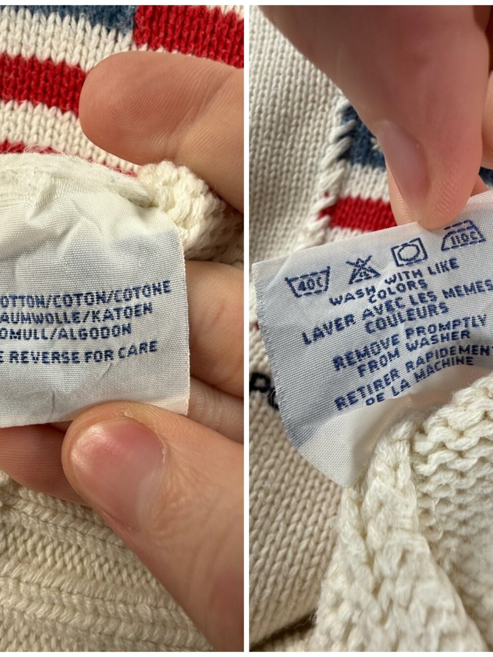 Polo Jeans Co Ralph Lauren Flag Sweater Knit Graphic Pullover Ivory Patriotic - Picture 15 of 16